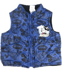 DISNEY Mickey Mouse Puffer Vest Jacket Coat Fleece Lined Zipper Size 12 M Baby