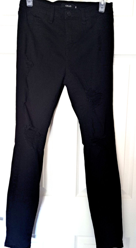 Cello Jeans Women's Black Mid-Rise Distressed Skinny Jeans Size 5