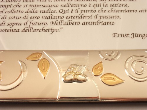 50° ANNIVERSARIO MATRIMONIO NOZZE D'ORO PORTAFOTO ARGENTO 925 ALBERO DELLA VITA - Foto 3 di 7