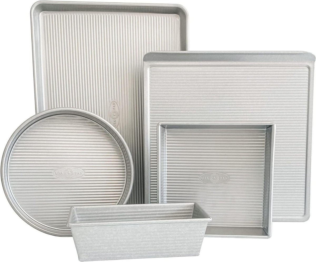 USA Pan Bakeware Piece Set Aluminized Steel Half Sheet, Loaf