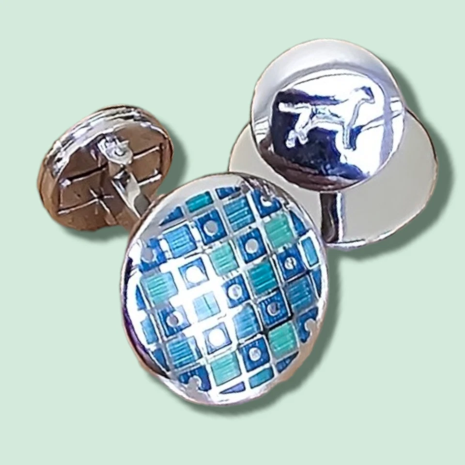 Gemelos - Gemelos redondos plateados genuinos Paul Smith, azules y verdes - Hechos en Reino Unido Foto 4 de 4