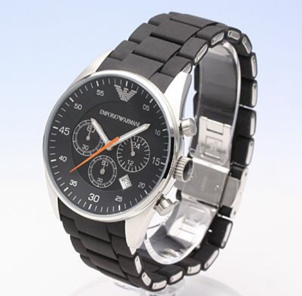 EMPORIO ARMANI AR5858 Men's BLACK Silicone-Stainless Steel Watch