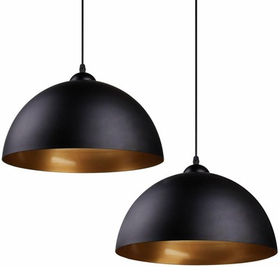 2x Pendelleuchte Schwarz Gold Design Hange Leuchte Decken Lampe Kuche Esszimmer Ebay