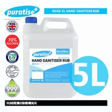 5L 70% Alcohol Hand Sanitiser Liquid Rub Kills 99% Bacteria Germs Sanitize