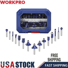 WORKPRO 15Pcs 1/4" Shank Router Bit Set Tungsten Carbide Router Milling Cutter