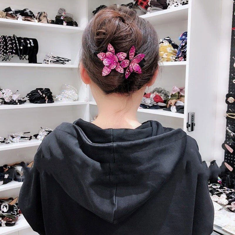 Pinzas para el cabello con flores de diamantes de imitación perlas de cristal empuñadura para el cabello mujeres accesorios para el cabello 1 pieza S Foto 2 de 4