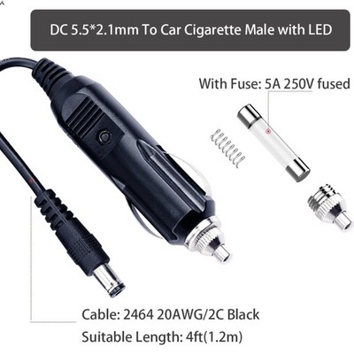 Versatile 12V-24V DC Charging Cable - 4FT with Short Circuit Protection Feature