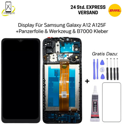 Display Für Samsung Galaxy A12 A125F OLED Bildschirm Rahmen Schwarz