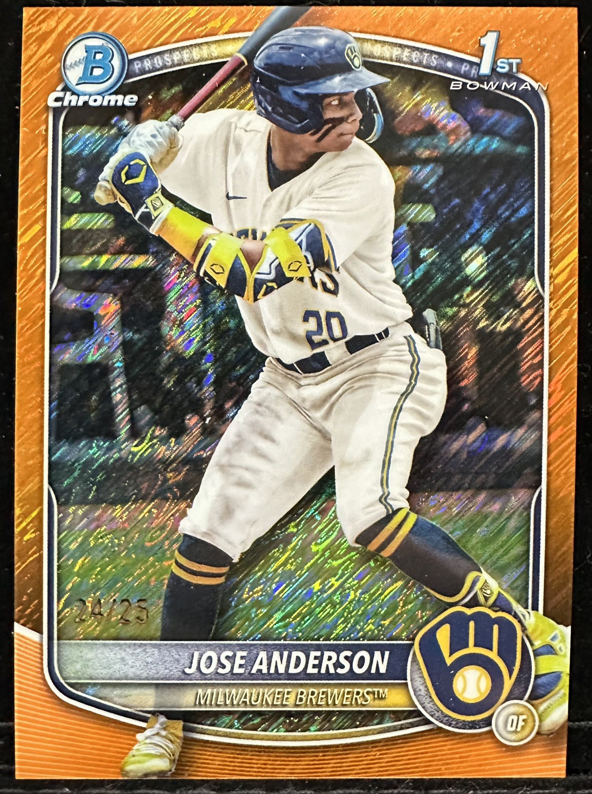 2025 Bowman Chrome Jose Anderson Orange Shimmer Refractor 1ST /25