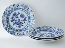 4 x Porzellan Czechoslovakia Teller mit Zwiebelmuster 21 cm