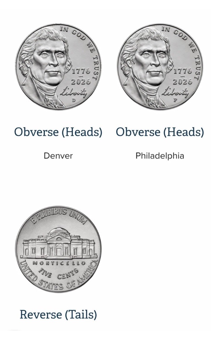 1776-2026 P D Semi-Quincentennial Nickel IN HAND