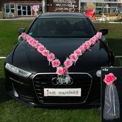 ROSEN GIRLANDE Autoschmuck Braut Paar Rose Deko Dekoration hochzeit autoschmuck