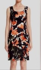 Lafayette 148 New York Rebecca Abstract Floral Sheath Black Red Dress 14