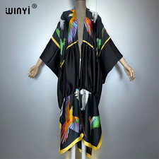 Print Boho Kimono Maxi Beach Wear Cover up Holiday Party Dress Abaya Dubai Luxur