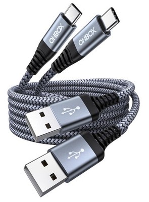 60W Fast Charging USB to USB C Cable 6FT [2 Pack] - Durable Braided Type C Charg
