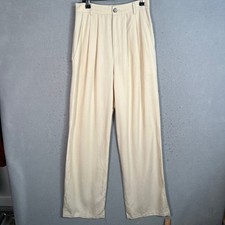 Reformation Womens Cream High-Waisted Wide Leg Pleated Pants Size 2