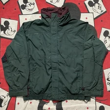 Vintage Columbia Bugaboo Nylon Jacket XL Green Zip & Snap Front 90s Windbreaker