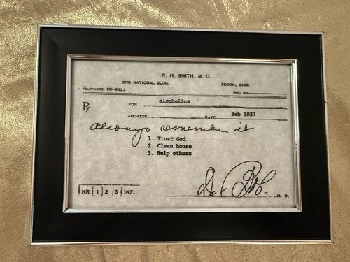 Alcoholics Anonymous Framed Copy of Dr Bobs Trust God Clean House Help Others