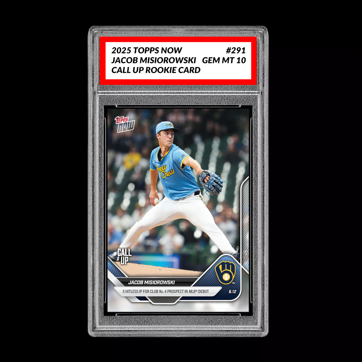 Graded 10 Jacob Misiorowski - 2025 TOPPS NOW #291 RC Rookie Call