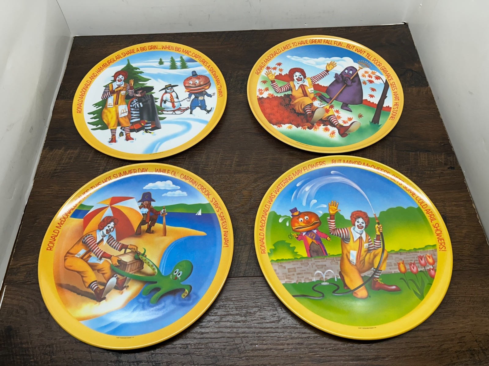 Vintage 1977 McDonald’s Four Seasons Plastic 10'' Plates Complete Set Of 4