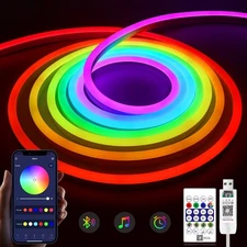 LED Neon Strip Lights 16 4 Ft Indoor Ambient Lighting Smart App Ir Remote Con...