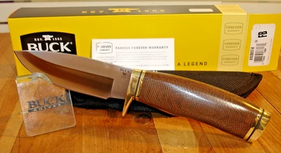 BUCK KNIVES NIB FB BUCK KNIFE 192 VANGUARD BOS S35VN BLADE BROWN MICARTA HANDLE NYLON SHEATH