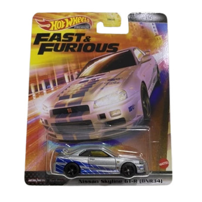 Hot Wheels Premium 2022 Fast And Furious Nissan Skyline GT-R BNR34 Silver R-34
