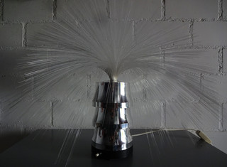 wunderschöne rotierende Glasfaser Tischlampe 70er Jahre Originalzustand