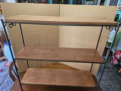 wood iron shelf 1500*1200*225〈ブラウン〉 Longaberger Wrought Iron Bookcase Shelf With 3 Warm Brown Wooden