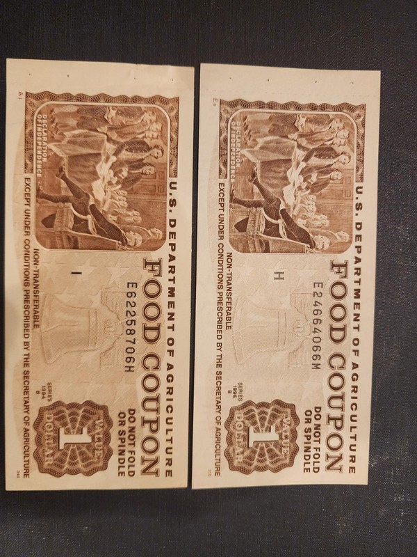 Vintage USDA $1 Food Coupon’s Series 1994 - 1995 B Error Stamps MISPRINT