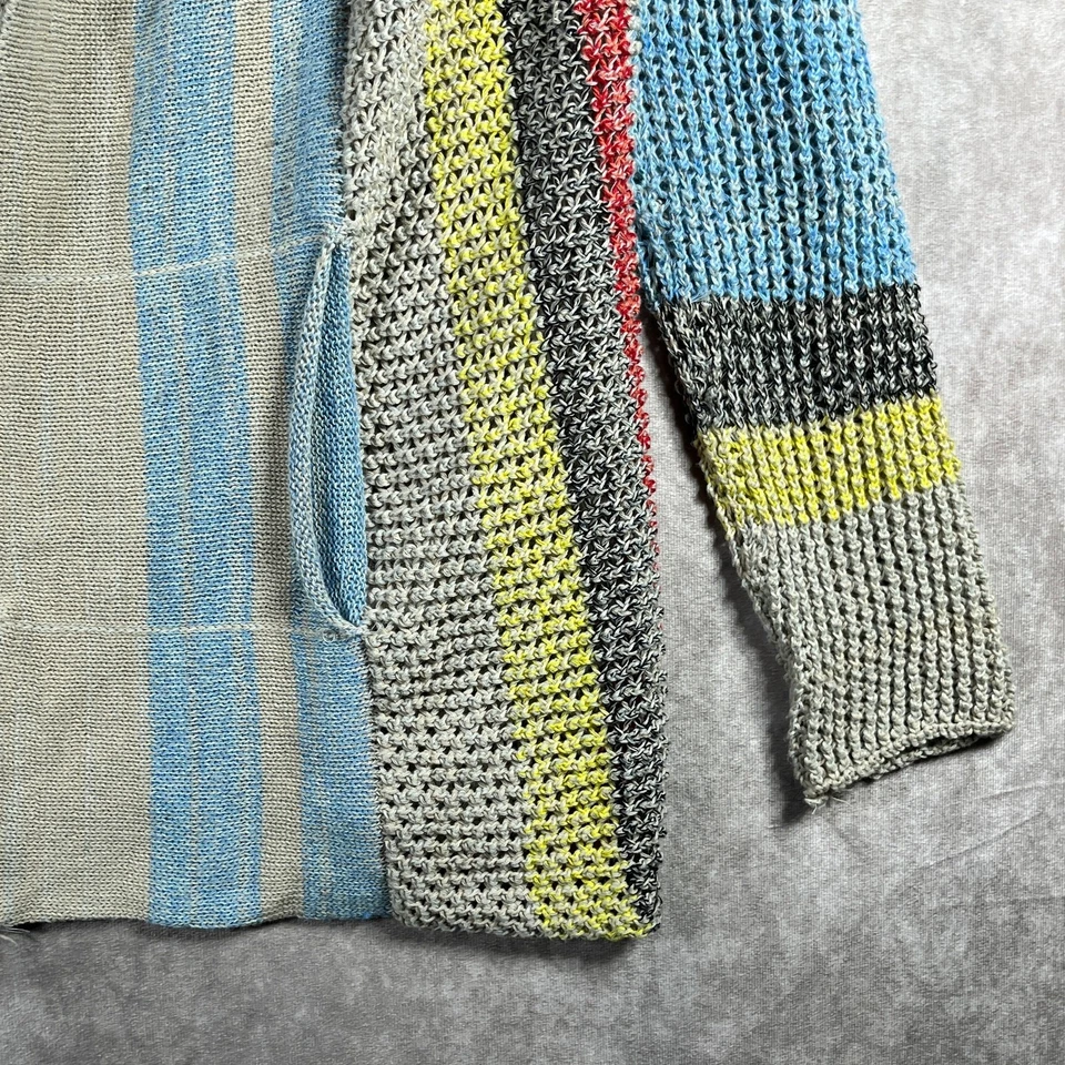 Vintage Havana Cardigan Sweater Womens Size Large Gray Open Knit Hooded Boho  - Image 2 of 4