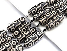 1pc/8pc Natural Tibetan Agate Barrel Beads, Black White Dzi Drum Beads, Tibetan