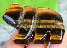 GV04342 53x34x8mm Natural Tiger Eye Gem Carved Bear Pendant Bead