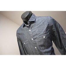 Express Denim Button Down Camp Dress Shirt Mens Small Dark Wash Indigo  NWT