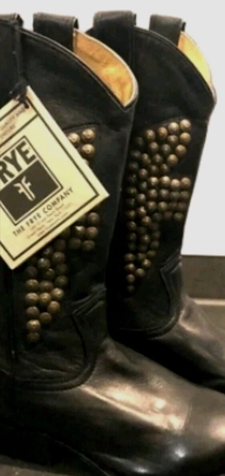 Boots Neri Con Borchie Frye Vera Pelle Taglia 36 - Imagen 4 de 4
