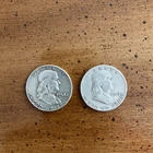SILVER 90% Ben Franklin Half Dollars ( Lot of 2 ) 1949 and 1958