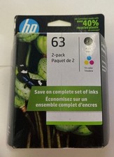 Genuine HP 63 Black  Tri-Color Ink Cartridge 2 Pack NEW Dated Dec. 2023