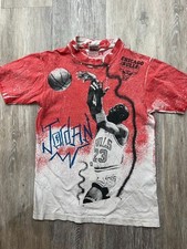 Vtg Rare 90s AOP Michael Jordan Chicago Bulls NBA Basketball T Shirt XS