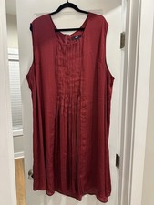 Ellos Plus Size Women’s Raspberry Pleated Sleeveless Dress With Zipper Back. 3X