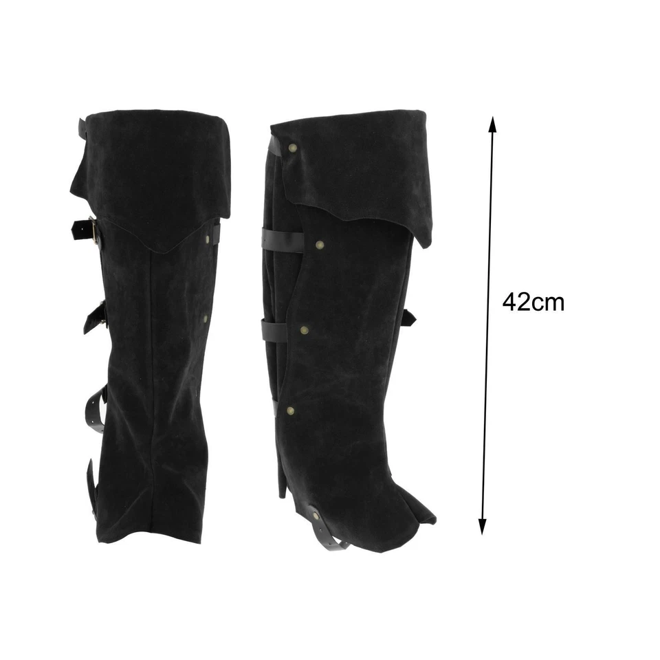 Costume Boots Covers Gothic Medieval Gaiters PU Medieval Leg Covers for Cosplay - Image 4 of 4