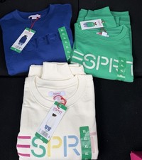 ESPRIT XL Crewneck Sweatshirt Lot 3 White Green Blue Retro Logo NWT Costco