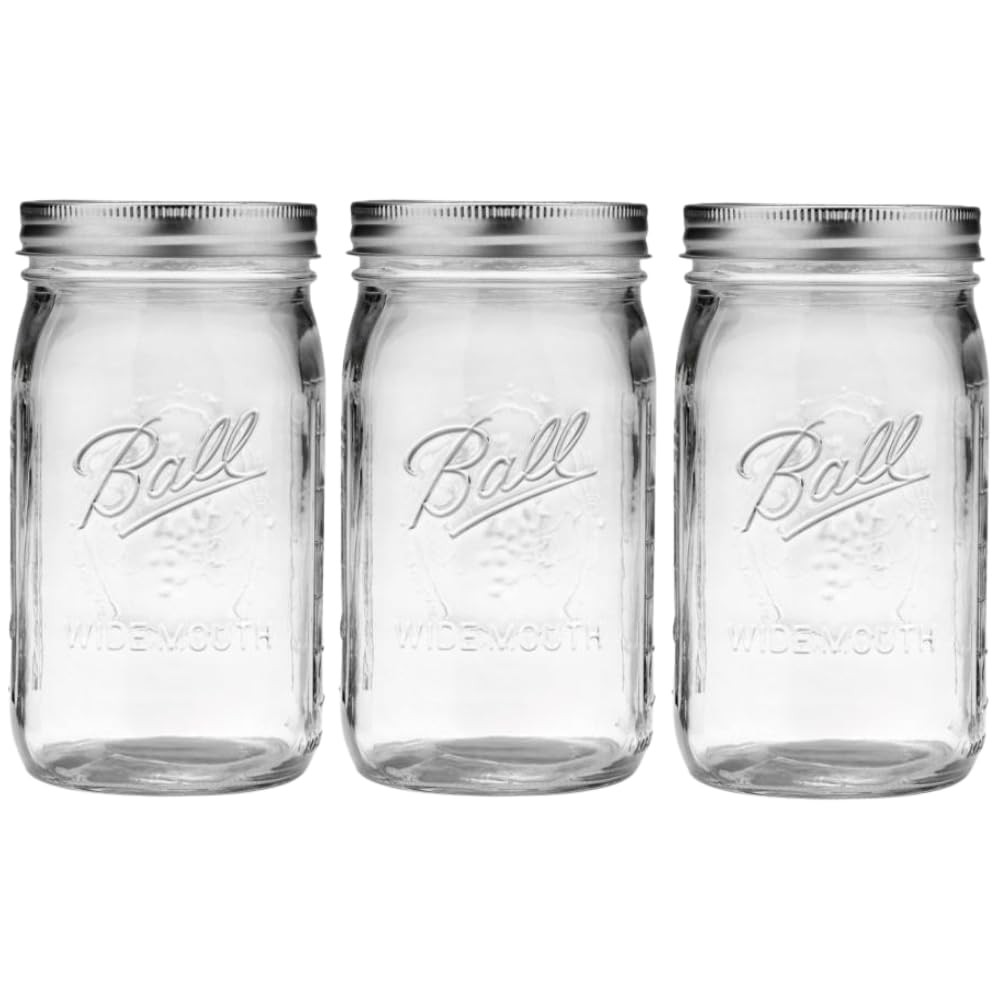 Wide Mouth Glass Mason Jars with Lids and Bands, Used for Canning, Pickling, ...
