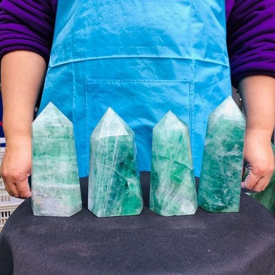4-Piece Natural Fluorite Column Set - Colorful Crystal Mineral Specimens 5LB