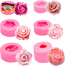 Silikonform Set f&uuml;r Blumen 3D Rosen Bl&uuml;ten Seifen Kerzen Schokolade