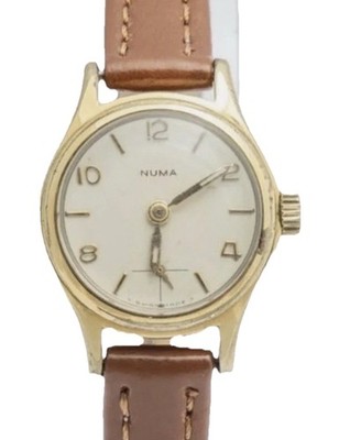 NA LADY UHR 60ER JAHRE VERGOLDET HANDAUFZUG VINTAGE DAMEN NEU GÜRTEL