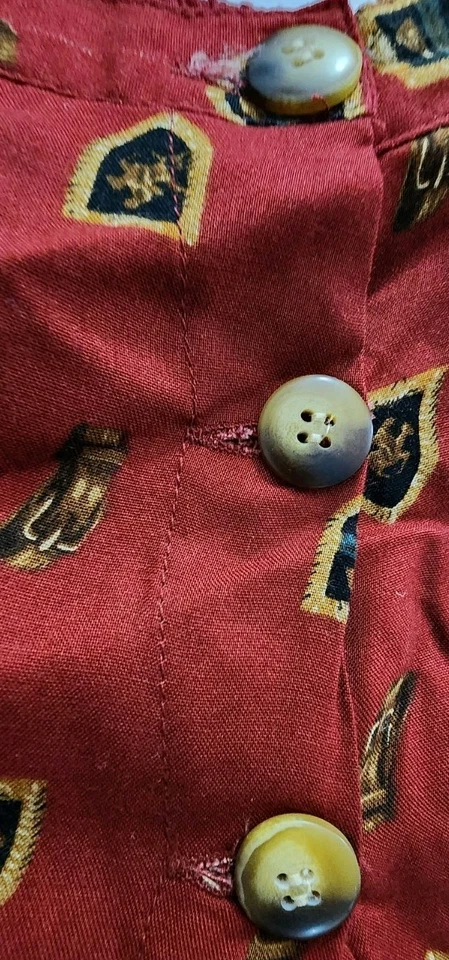 Maxi Falda Vintage Stonebridge Rojo Dorado Envolvente 6 Ecuestre Inglés Country Otoño Foto 3 de 4