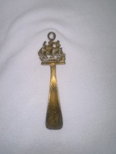 Vintage Ornate Solid Brass Nautical Shoe Horn With Sailing Ship -Z