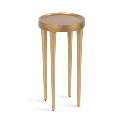  Rava Modern Round Metal Drink Table with Sandcast Aluminum 10x10x21 Gold