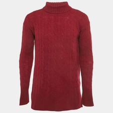 Polo Ralph Lauren Burgundy Cable Knit Turtle Neck Sweater XS