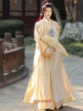 Asian Chinese Style Traditional Clothing Ming Dynasty Hanfu Men Robe Round Neck